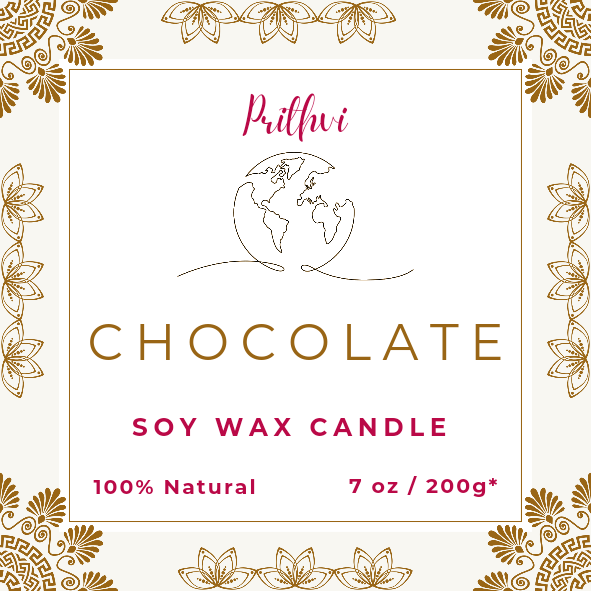 Prithvi Handmade Soy Wax Candle with "Chocolate" Fragrance (200g/7oz, 40 Hours Burn Time)