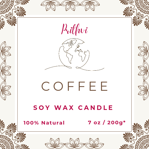 Prithvi Handmade Soy Wax Candle with "Coffee" Fragrance (200g/7oz, 40 Hours Burn Time)