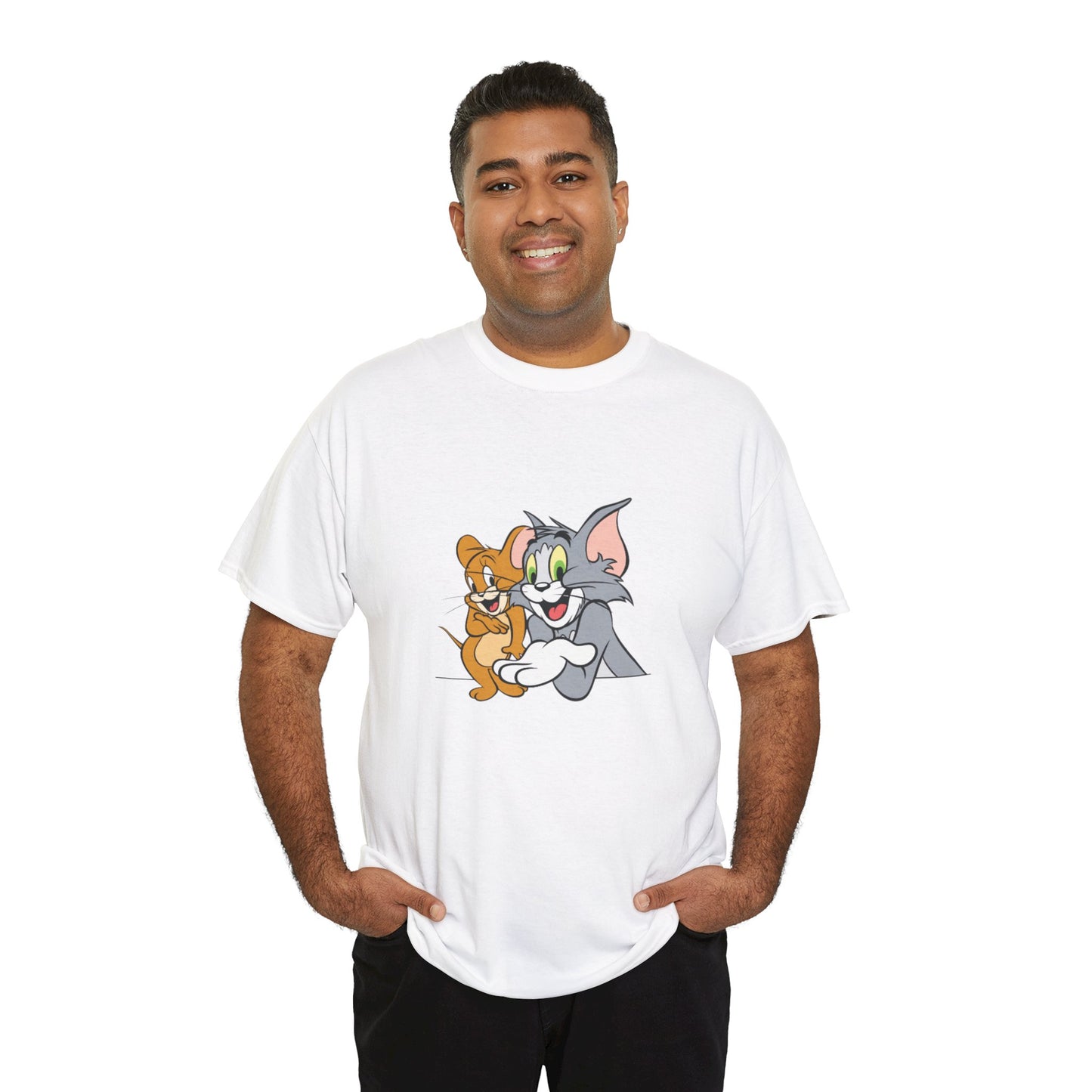 You Are the Jerry to My Tom Printed T-shirt - White Round Neck Cotton