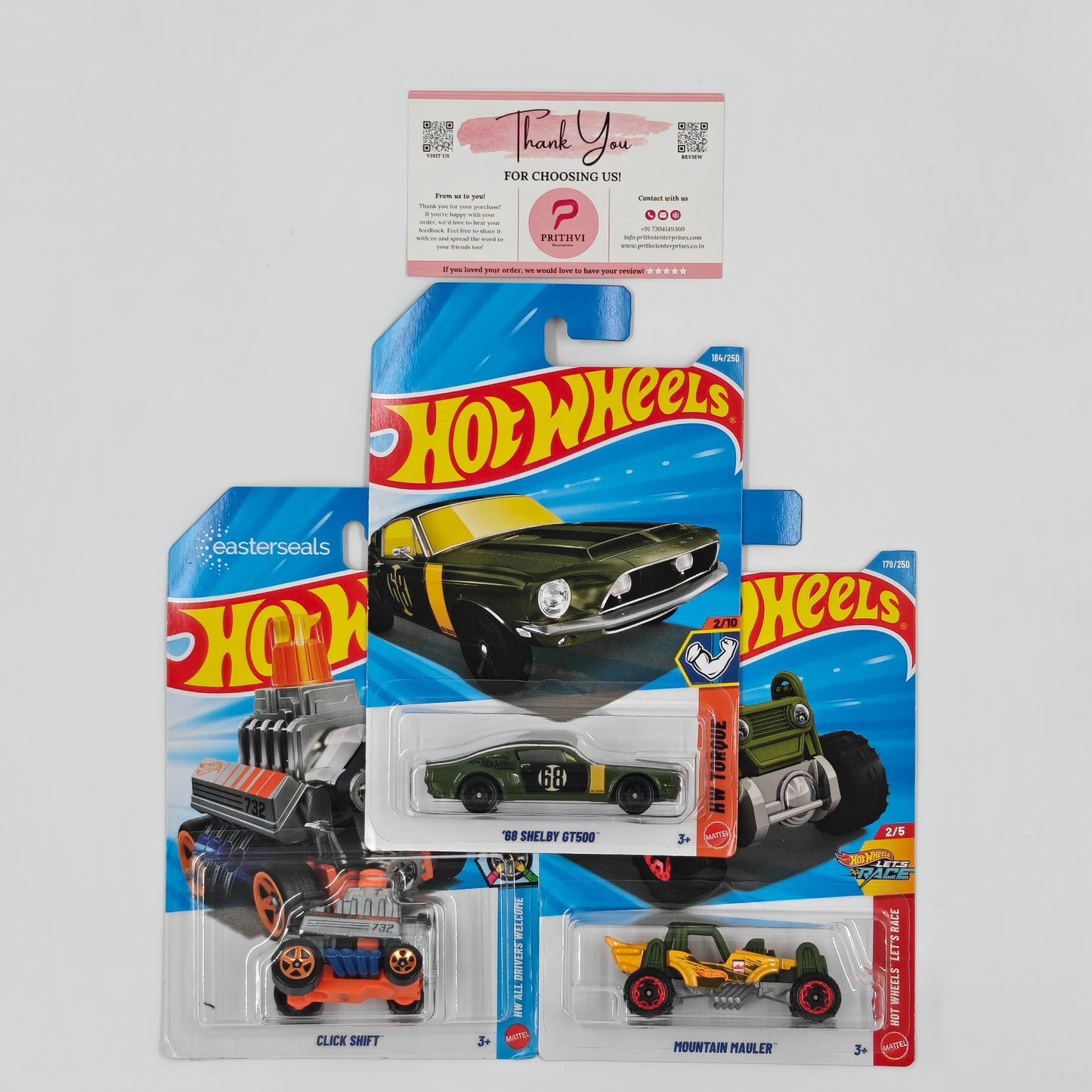 '68 Shelby GT500, Click Shift & Mountain Mauler by Mattel – Hot Wheels Bundle