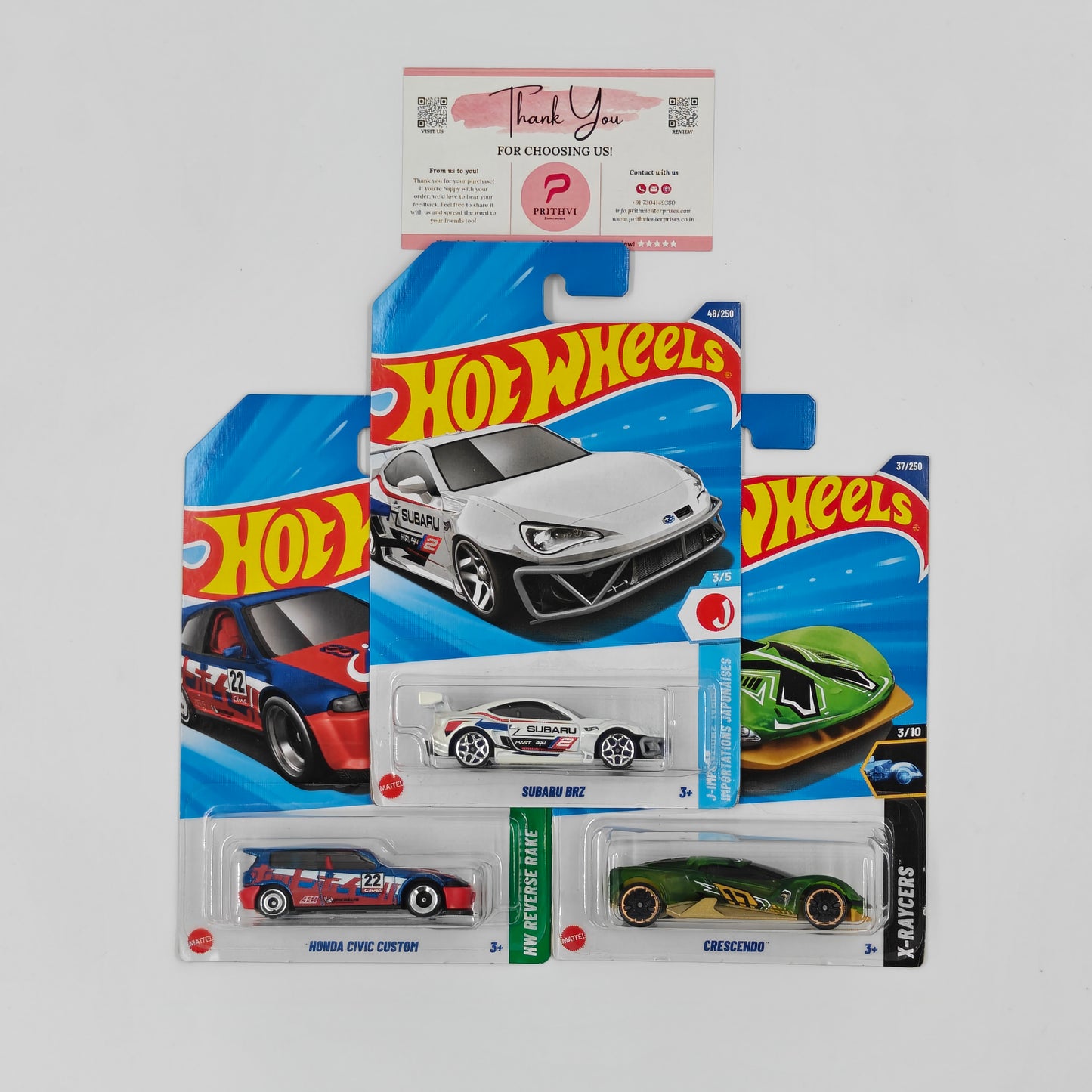 Subaru BRZ, Honda Civic Custom & Crescendo by Mattel – Hot Wheels Bundle