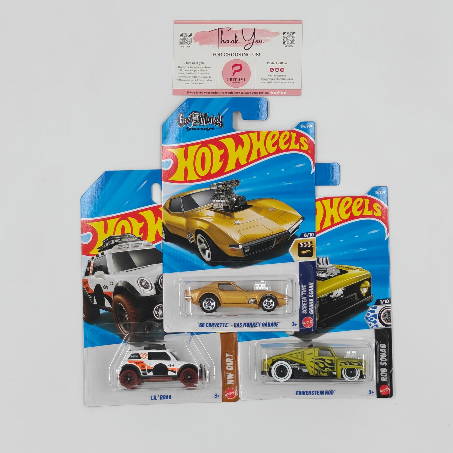 '68 Corvette - Gas Monkey Garage, Lil' Roar & Erikenstein Rod by Mattel – Hot Wheels Bundle