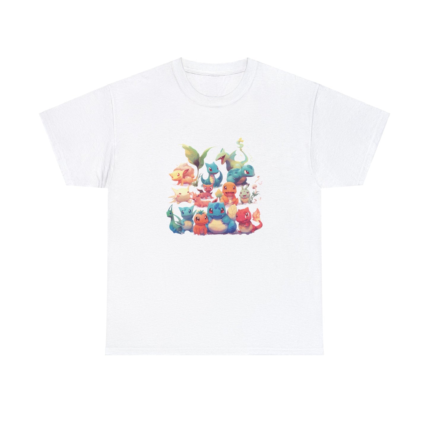 Pokémon Villa - Dragon Type: Printed T-shirt - White Round Neck Cotton