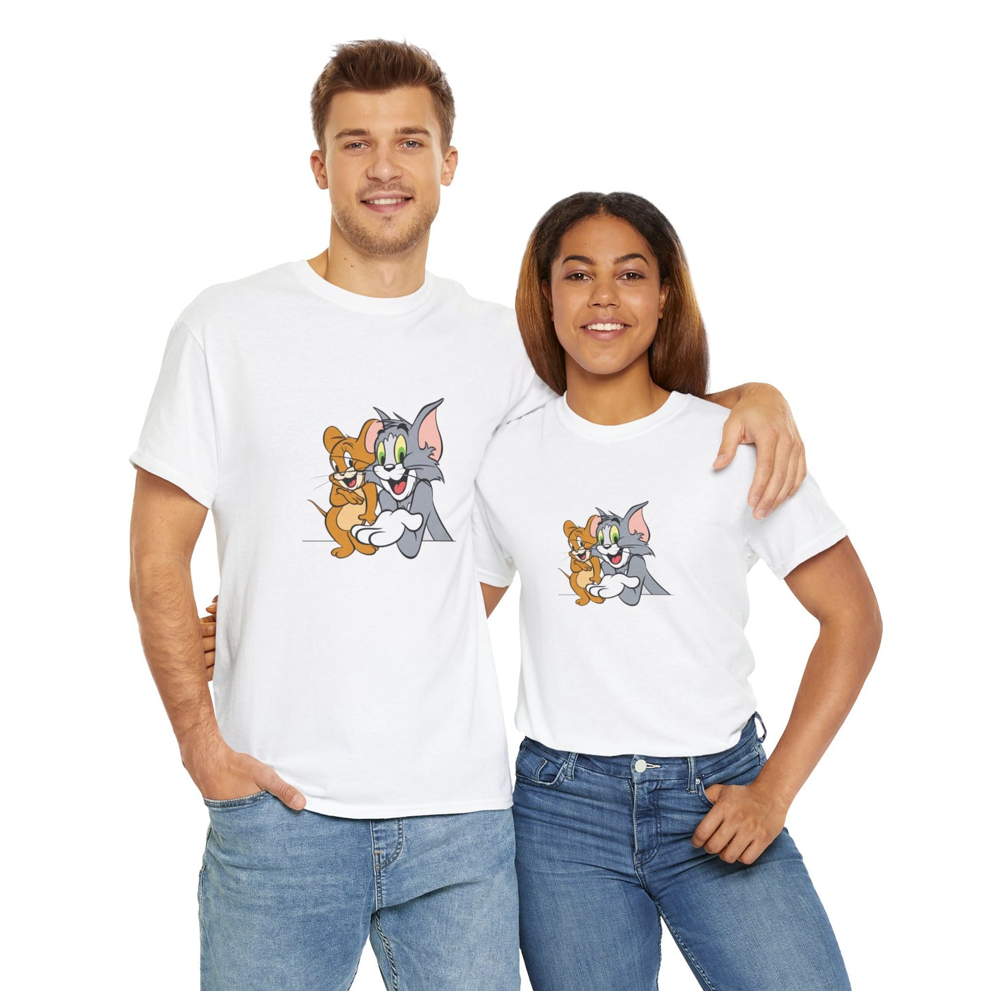 You Are the Jerry to My Tom Printed T-shirt - White Round Neck Cotton