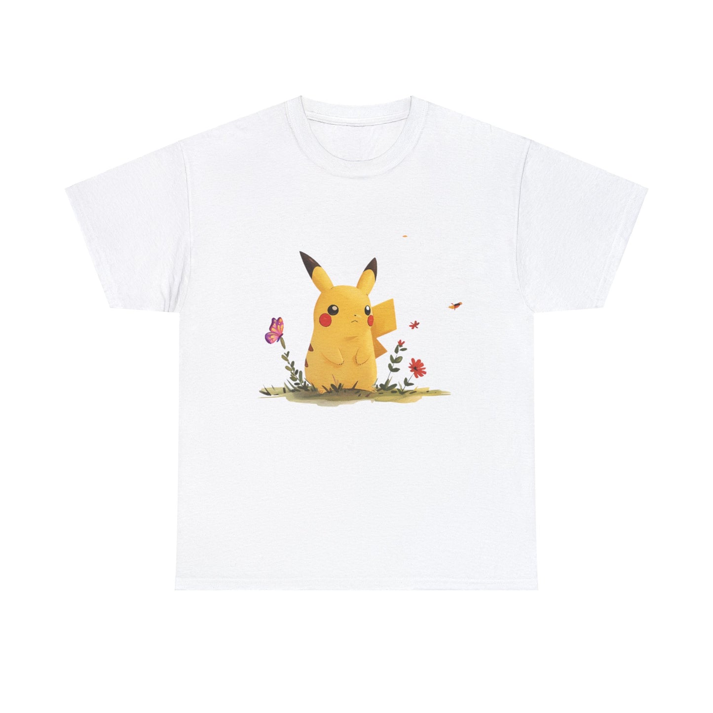 Pokémon - Pikachu in the Wild: Printed T-shirt - White Round Neck Cotton