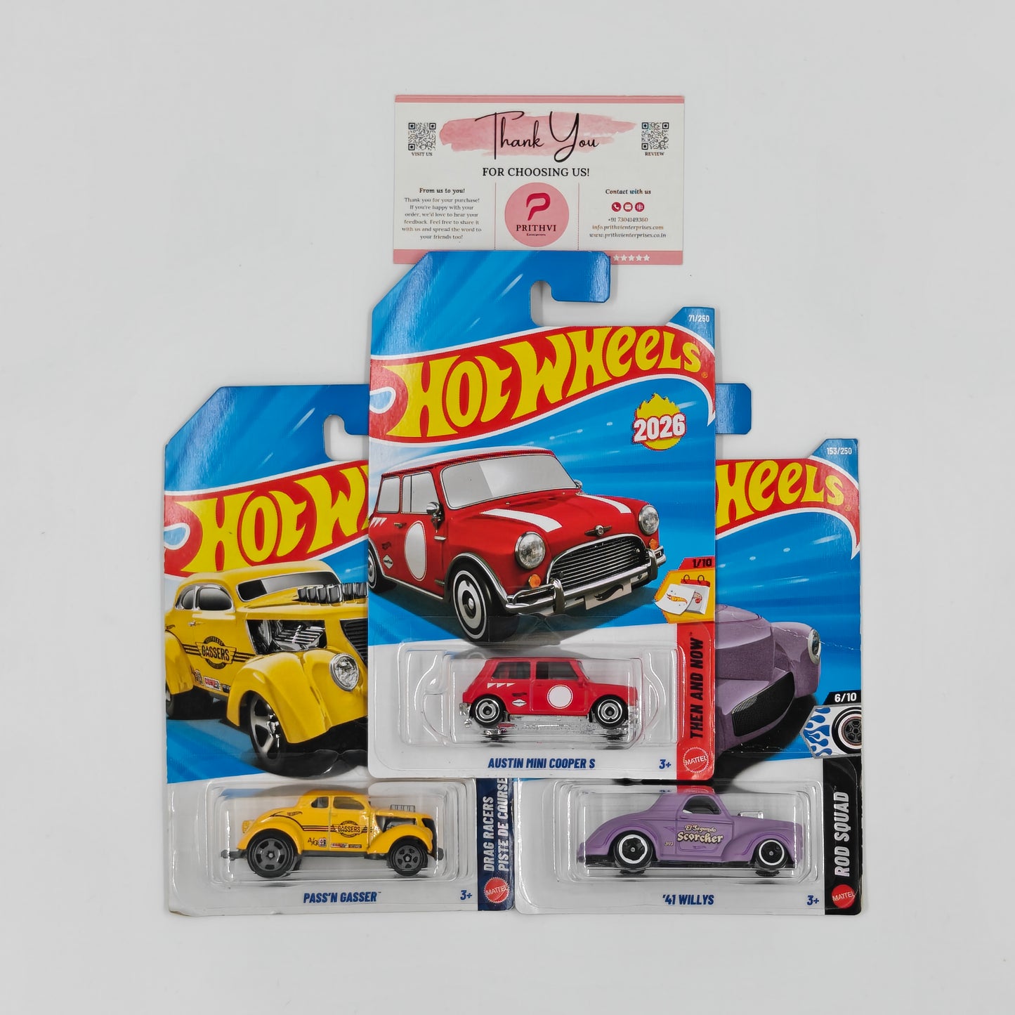 Austin Mini Cooper S, Pass'N Gasser & '41 Willys by Mattel – Hot Wheels Bundle