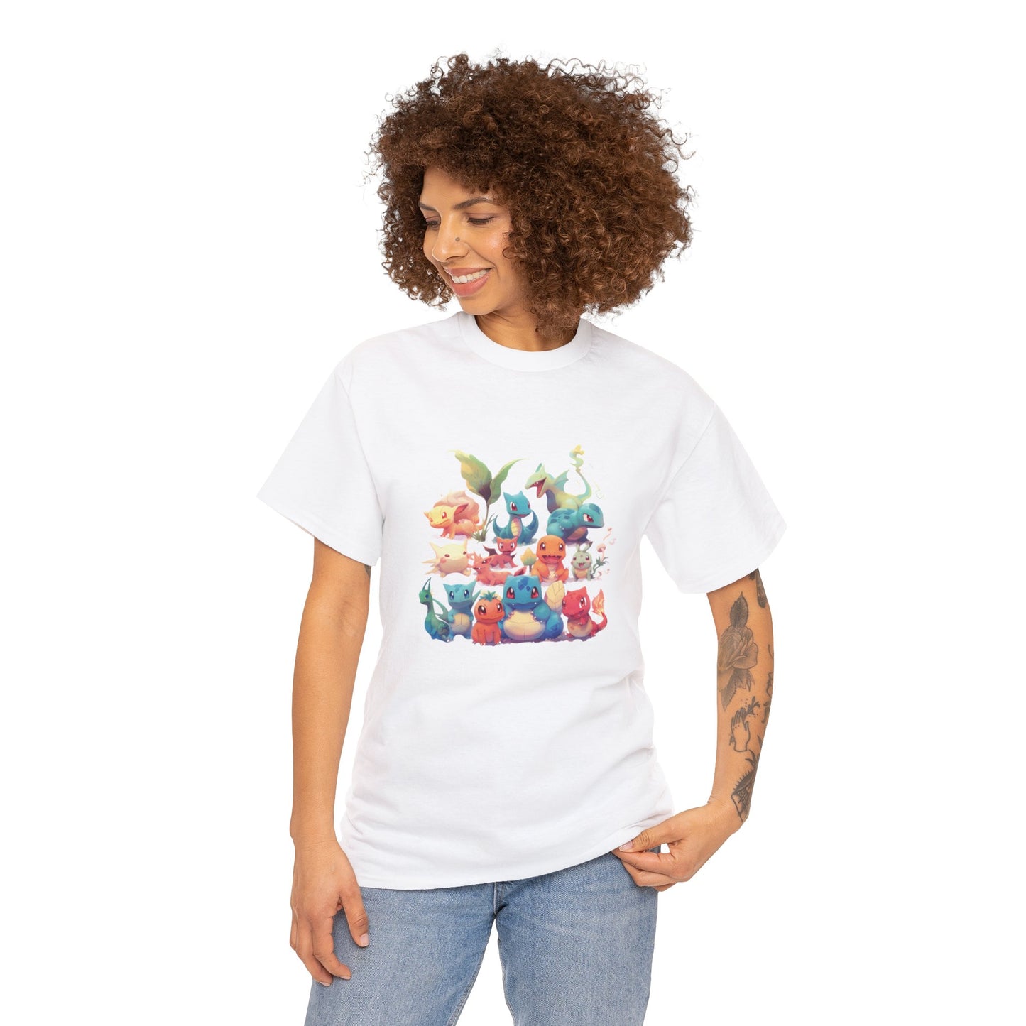 Pokémon Villa - Dragon Type: Printed T-shirt - White Round Neck Cotton