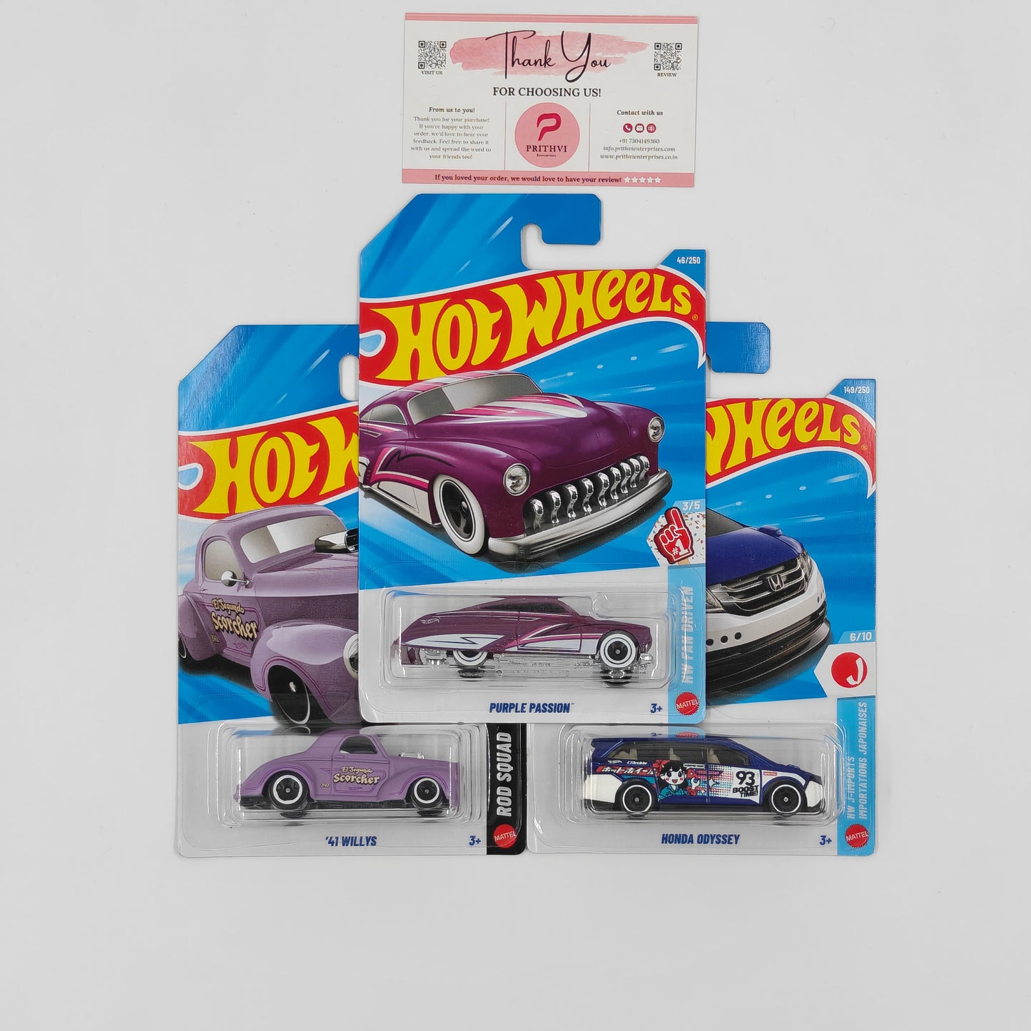 Hot Wheels Bundle – '41 Willys, Purple Passion & Honda Odyssey by Mattel