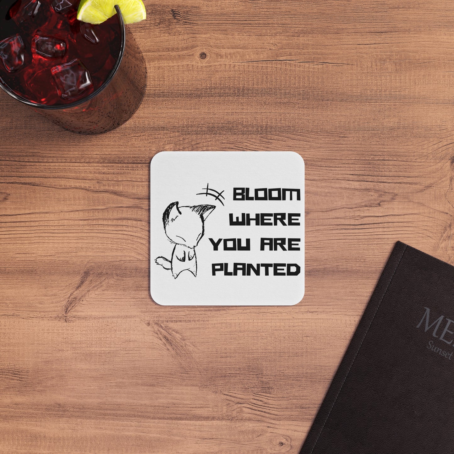 Sketch - 'Bloom Where You Are Planted': Printed Coaster Set (Set of 4) - Prithvi Enterprises