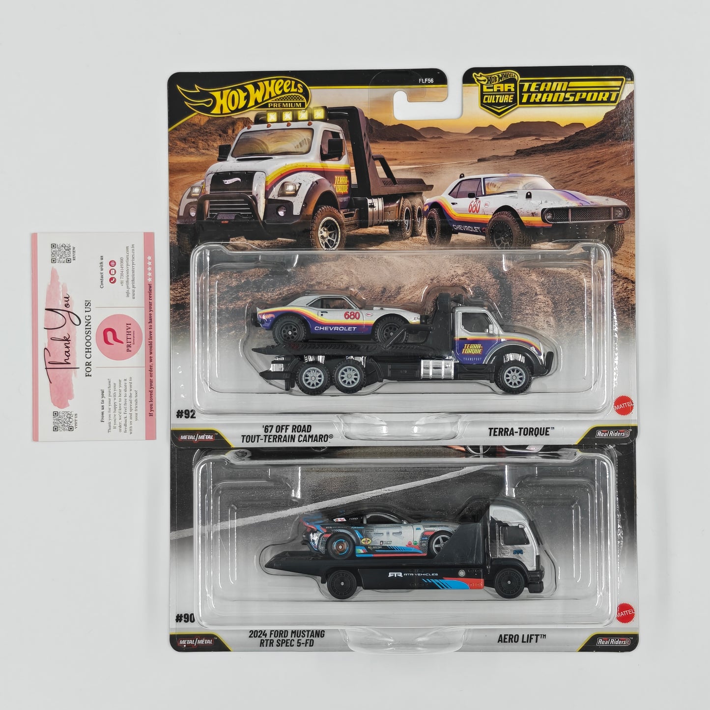 Car Culture Team Transport (Set of 2) - '67 Off Road Camaro & Mustang RTR Spec 5-FD by Mattel - Hot Wheels Premium Bundle