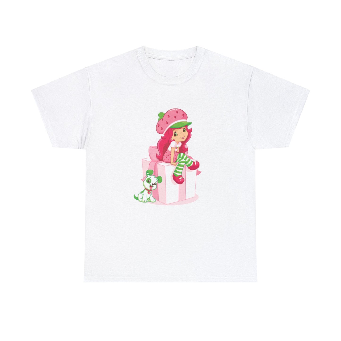 Strawberry Shortcake and Pupcake Printed T-shirt - White Round Neck Cotton