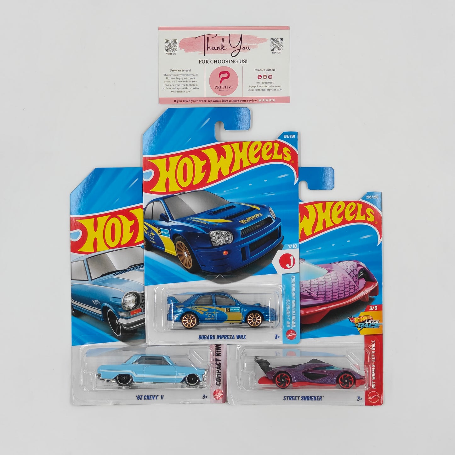 Subaru Impreza WRX, '63 Chevy II & Street Shrieker by Mattel – Hot Wheels Bundle