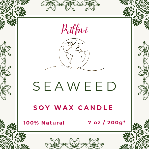 Prithvi Handmade Soy Wax Candle with "Seaweed" Fragrance (200g/7oz, 40 Hours Burn Time)