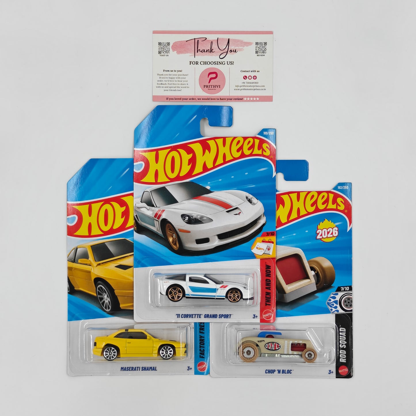 '11 Corvette Grand Sport, Maserati Shamal & Chop 'N Bloc by Mattel – Hot Wheels Bundle