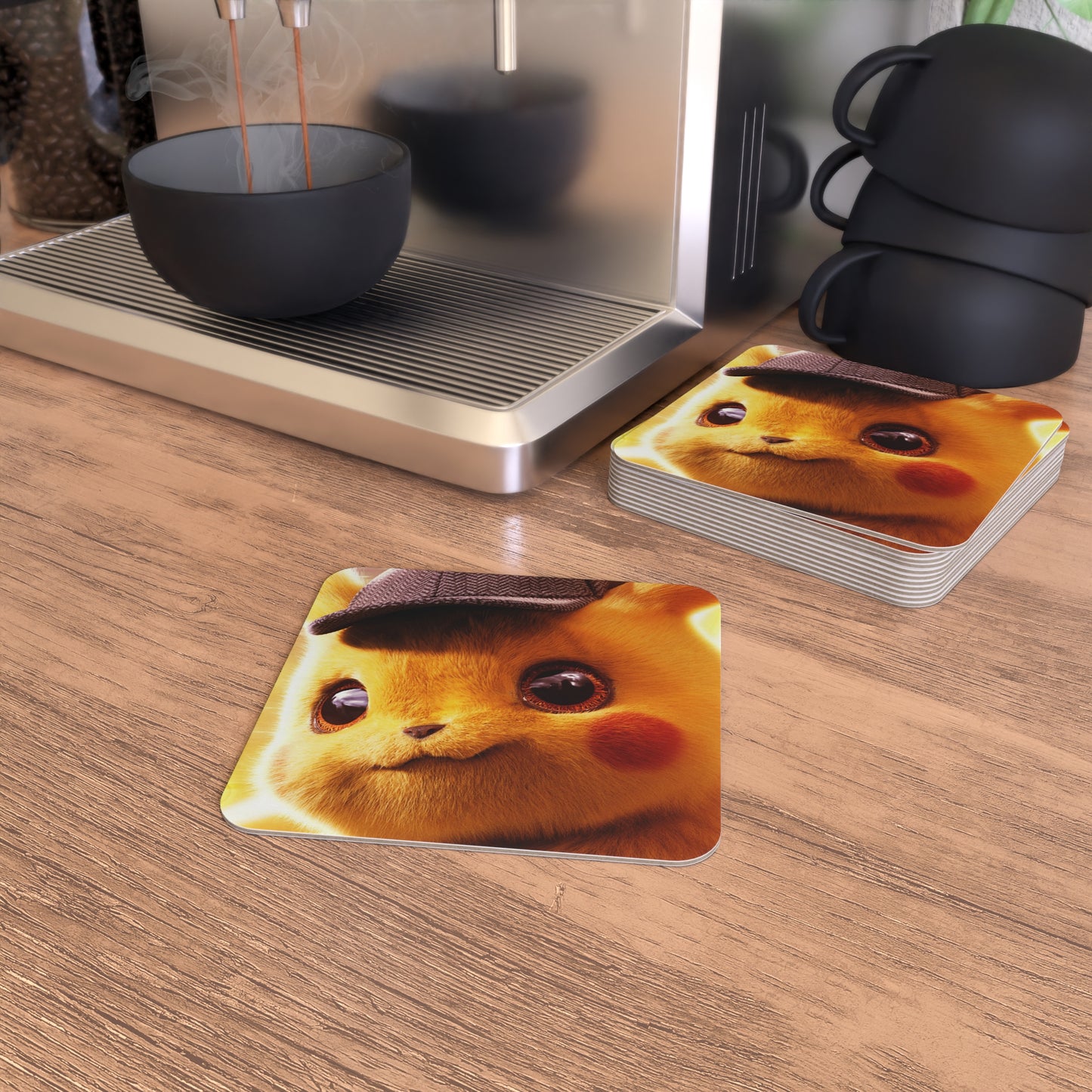 Pokemon - The Detective Pikachu (Close Up): Printed Coaster Set (Set of 4) - Prithvi Enterprises