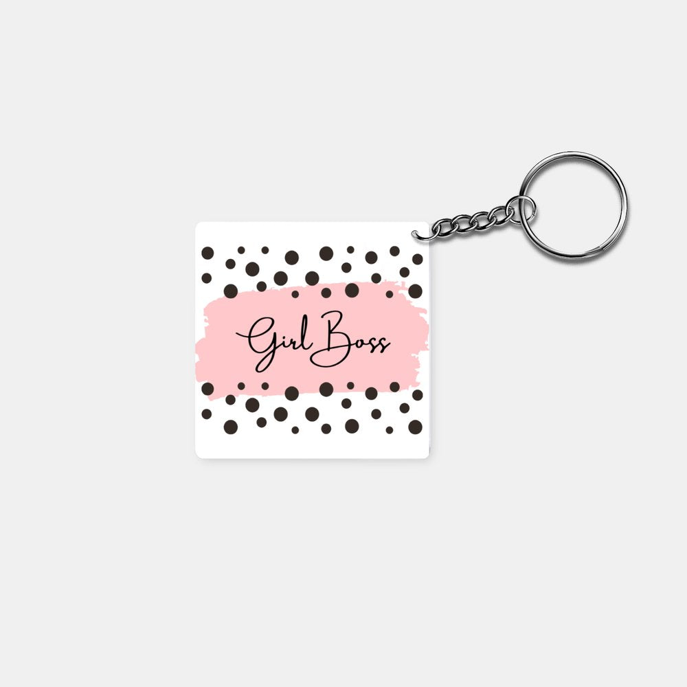 Girl Boss: Printed Square Keychain - Prithvi Enterprises