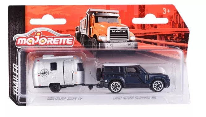 Majorette Diecast Trailer – Land Rover Defender 90 with Airstream Sport 16 | 1:64 Scale