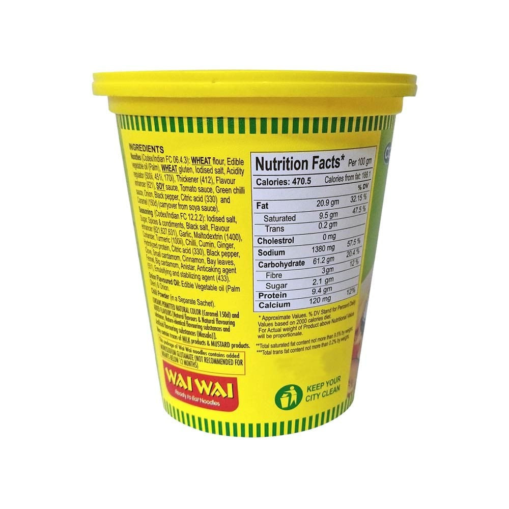 Wai Wai Ready To Eat Cup Noodles : 75 g