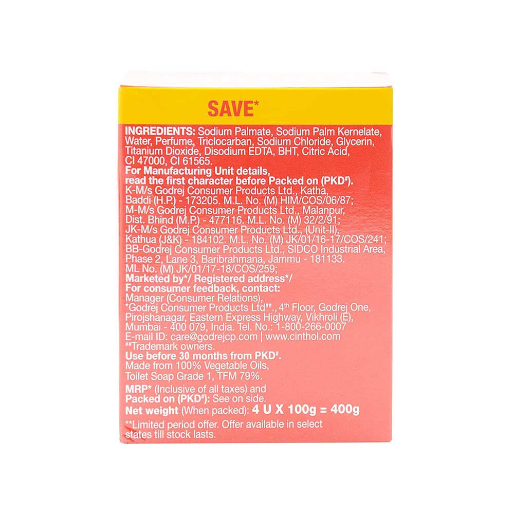 Cinthol Original Bathing Soap : 4 x 100 g