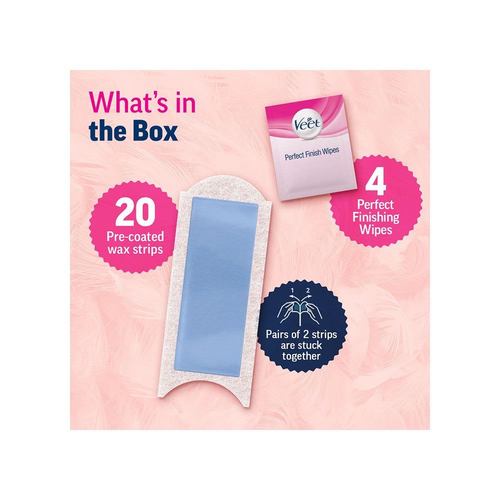 Veet Hair Removal Wax Strips (Sensitive Skin) : 1 pack (20 strips)