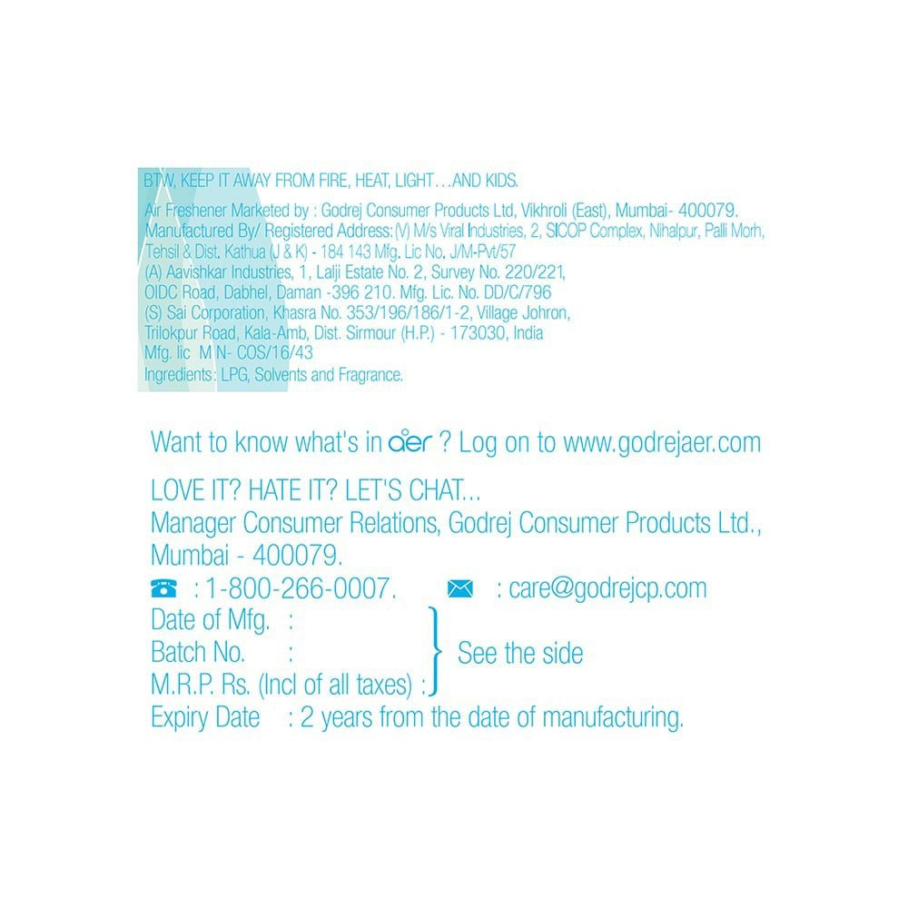 Godrej Aer Fresh Lush Green Room Freshener : 220 ml