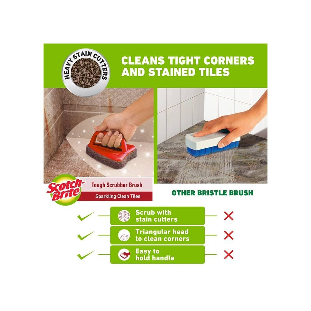Scotch Brite Tough Jet Scrub Pad (Plastic & Rubber, Red) : 1 piece