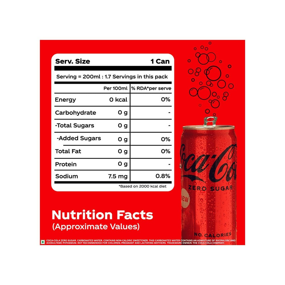 Coca-Cola Zero Sugar Soft Drink : 330 ml