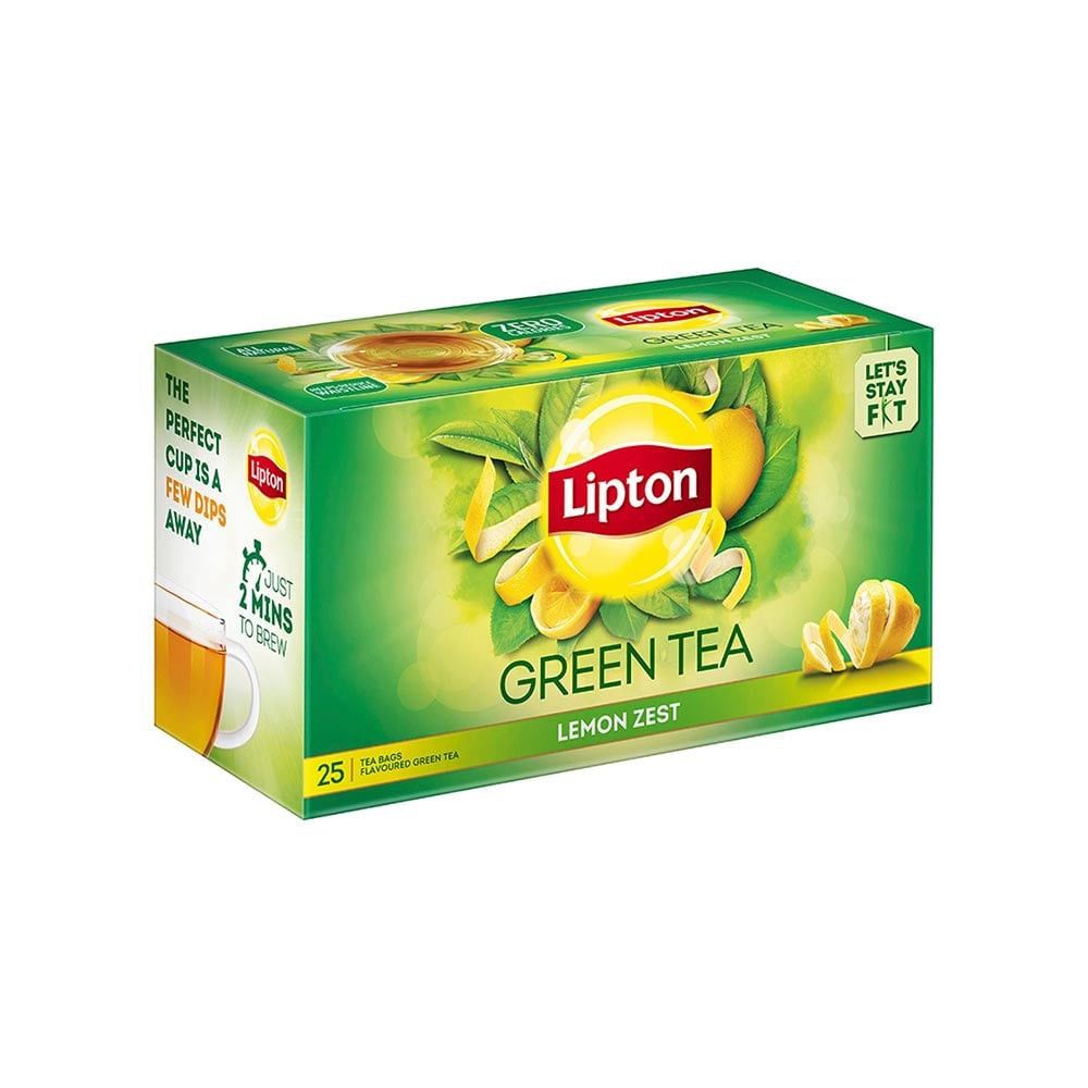 Lipton Lemon Zest Green Tea Bags : 1 pack (25 pieces)