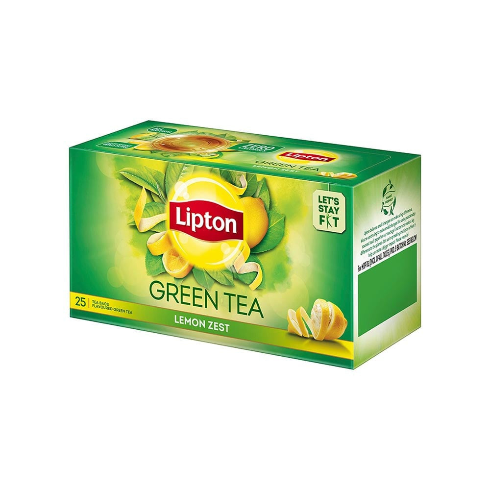 Lipton Lemon Zest Green Tea Bags : 1 pack (25 pieces)