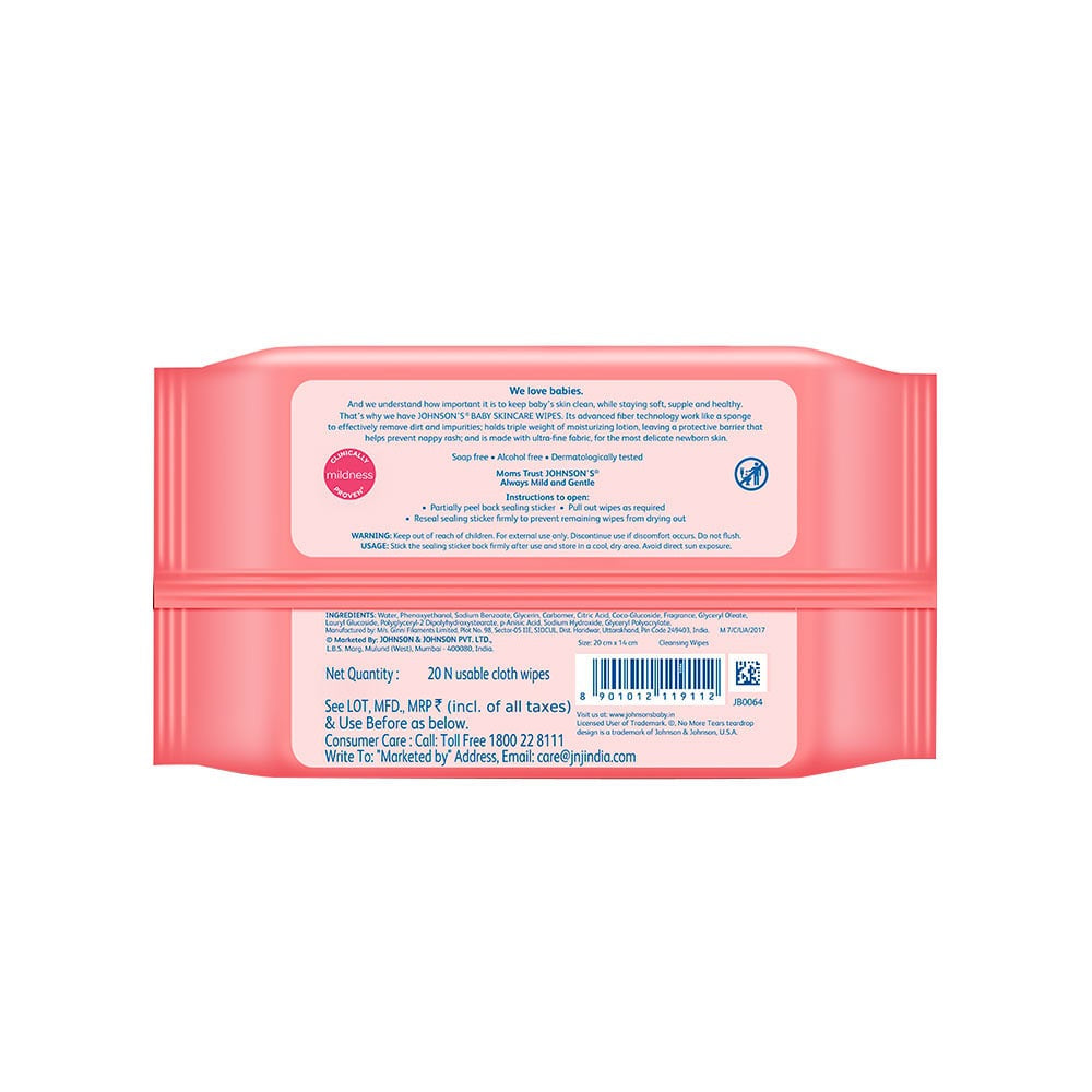Johnson's Skincare Baby Wipes : 1 pack (20 wipes)