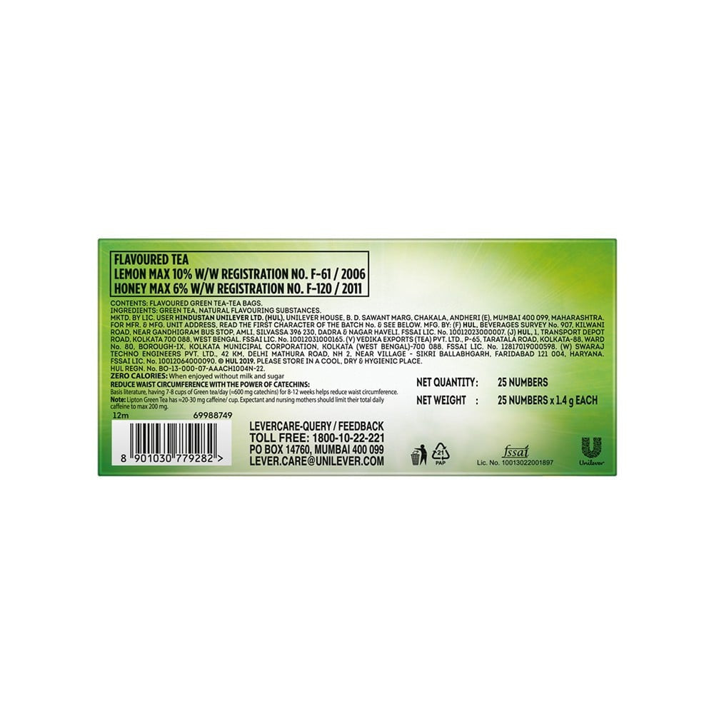 Lipton Honey Lemon Green Tea Bags : 25 pieces