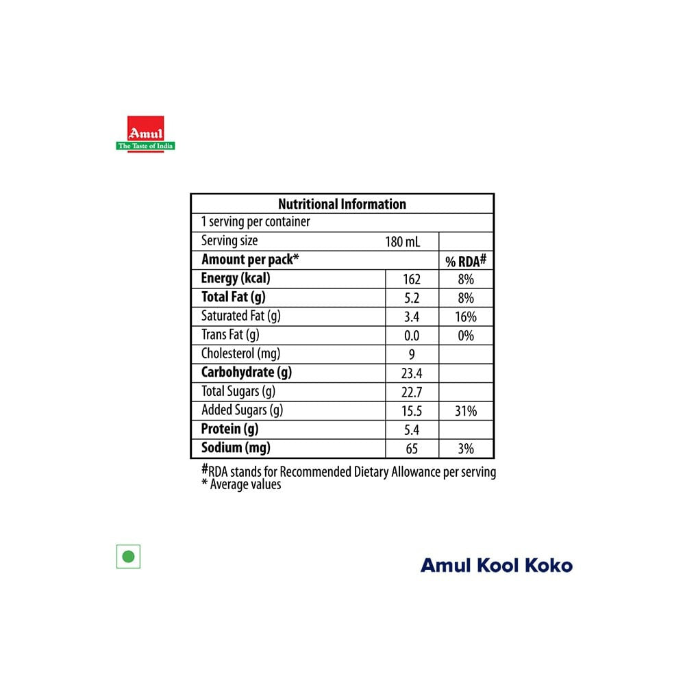 Amul Kool Koko Chocolate Flavoured Milk : 200 ml