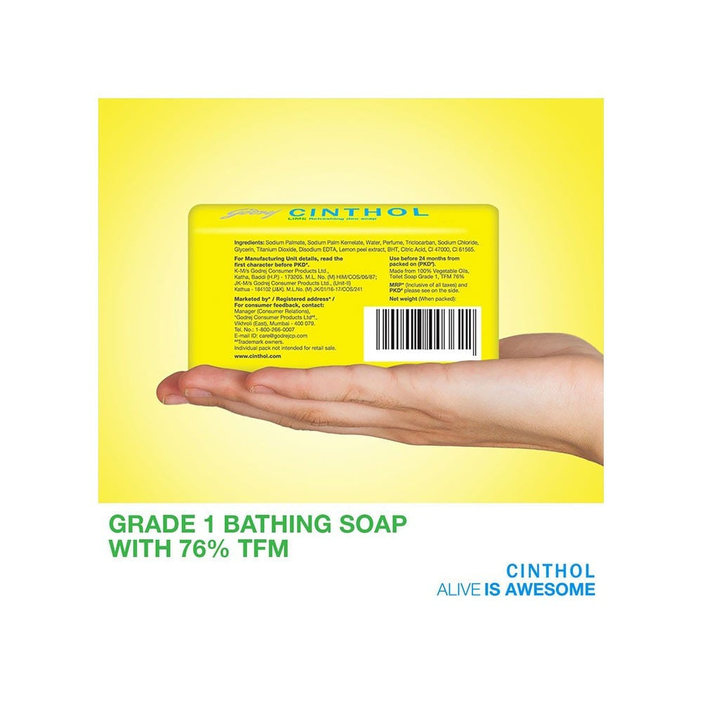Cinthol Lime Bath Soap 5 x 100 g - Buy 4 Get 1 Free : 5 x 100 g