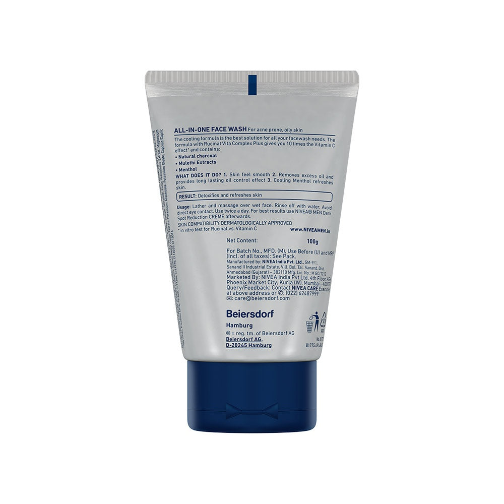 Nivea Men All-In-1 Charcoal Face Wash : 100 g