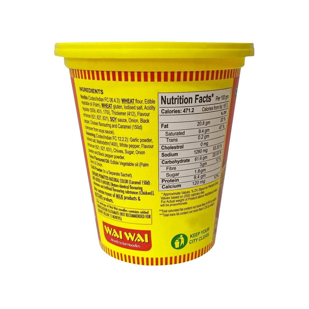 Wai Wai Ready To Eat Chicken Cup Noodles : 75 g