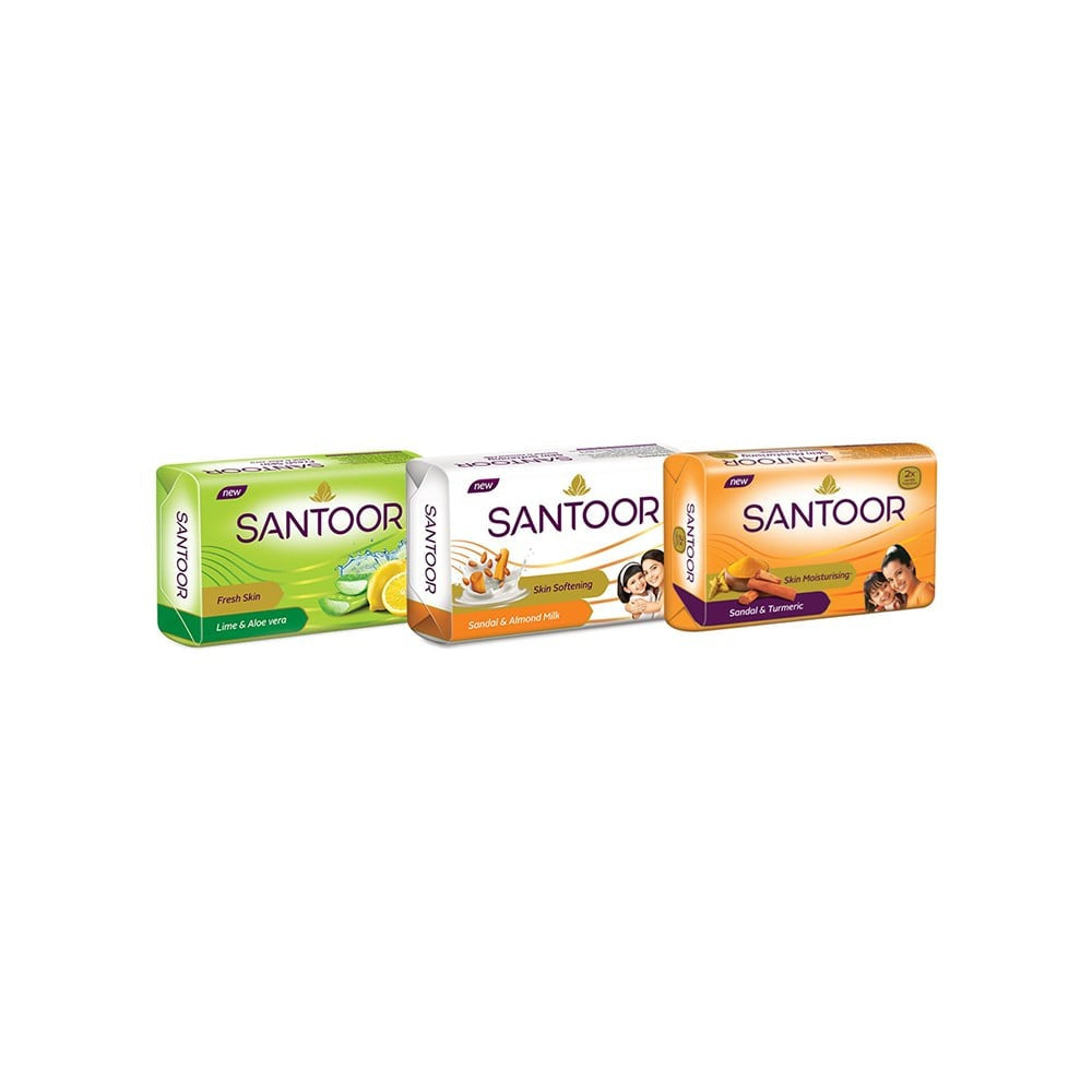 Santoor Skin Moisturising Sandal & Turmeric Soap - Pack of 4 : 4 x 125 g