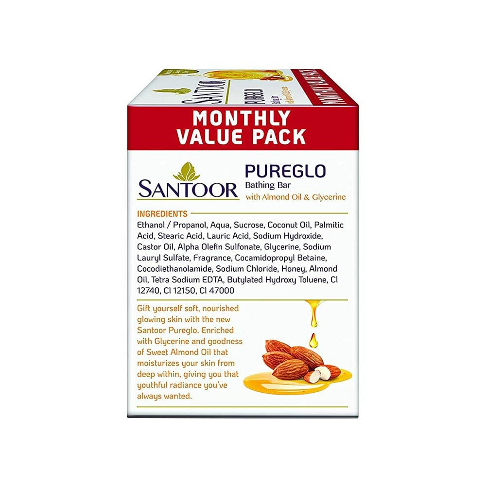 Santoor PureGlo Glycerine Soap - Buy 2 Get 1 Free : 3 x 125 g
