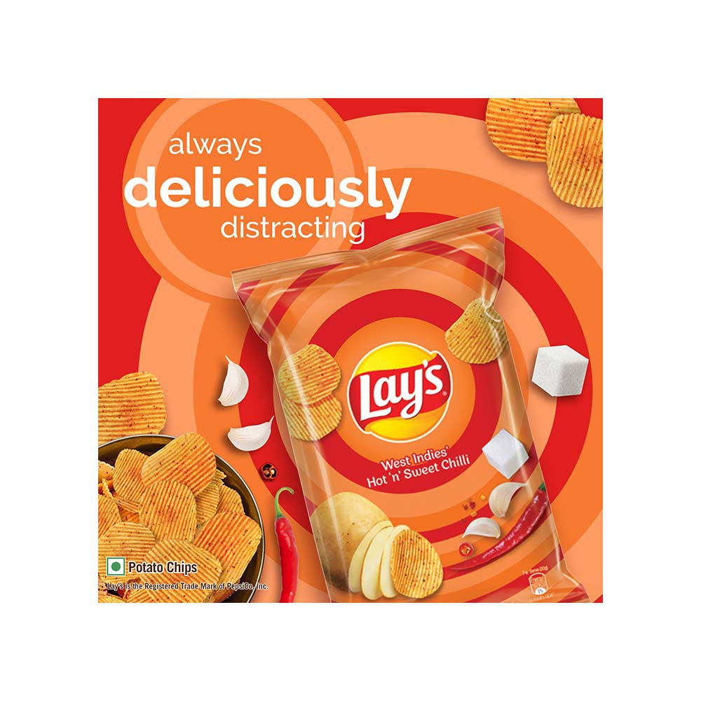 Lay's West Indies Hot n Sweet Chilli Flavour Potato Chips : 48 g