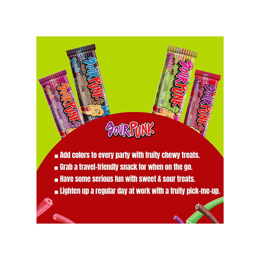 Sour Punk Strawberry Flavour Stick Candy : 40 g