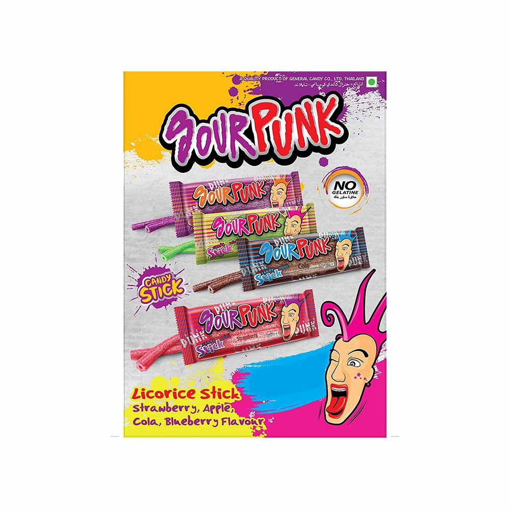Sour Punk Strawberry Flavour Stick Candy : 40 g