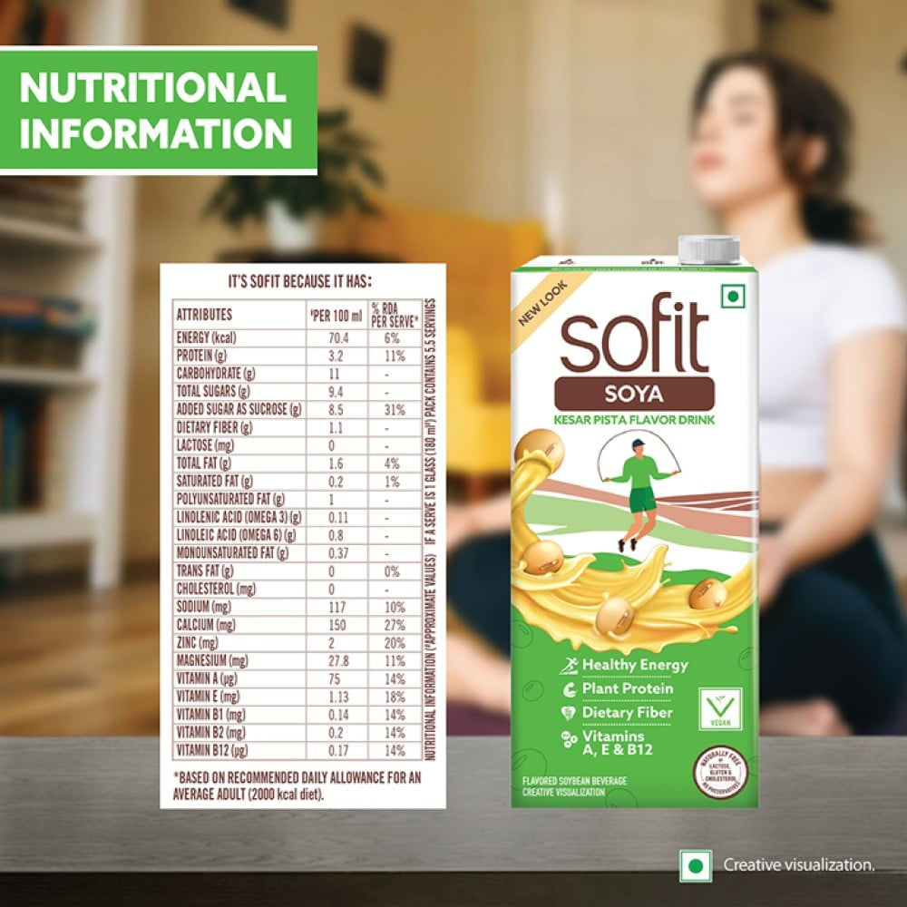 Sofit Kesar Pista Soy Beverage : 1 ltr