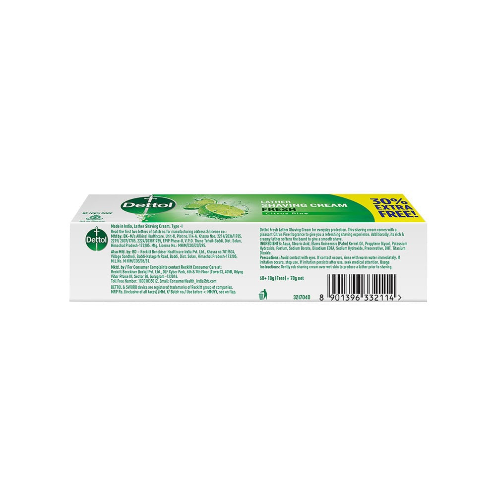 Dettol Fresh Shaving Cream - Pack of 2 : 2 x 78 g