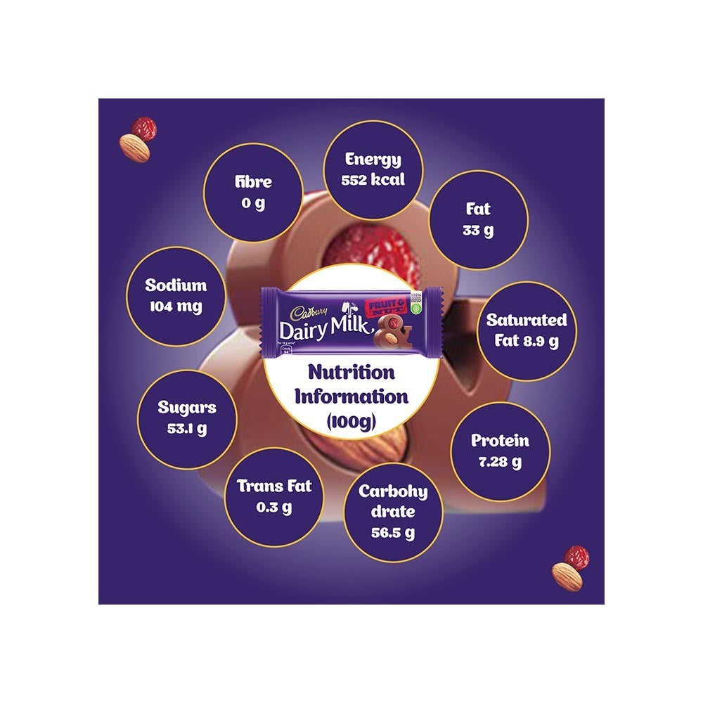 Cadbury Dairy Milk Fruit & Nut Flavoured Chocolate Bar - Pack of 2 : 2 x 36 g