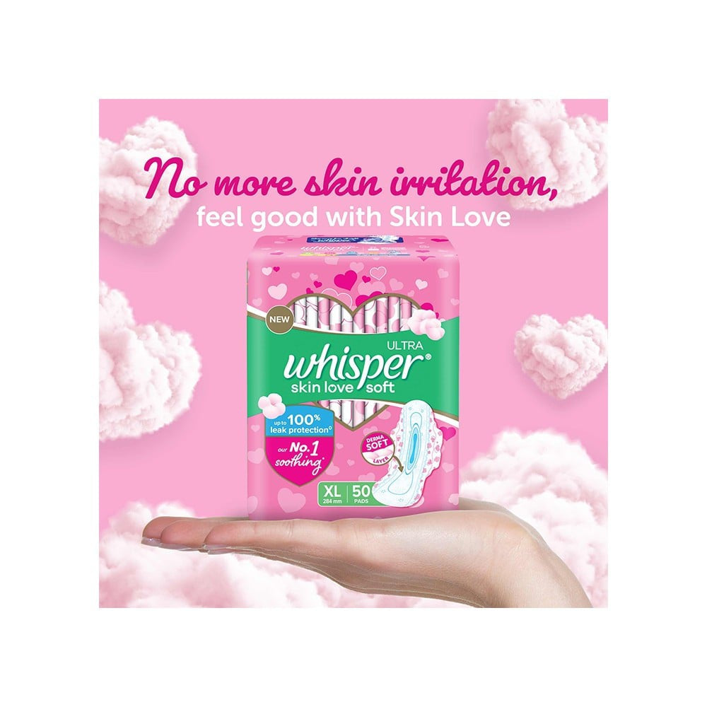 Whisper Ultra Skin Love Soft Sanitary Pads (XL) : 50 pieces