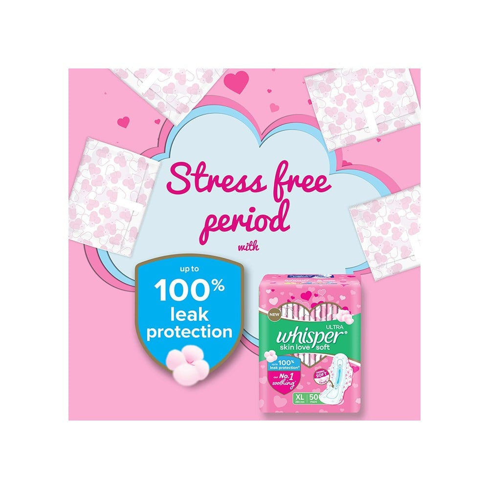 Whisper Ultra Skin Love Soft Sanitary Pads (XL) : 50 pieces
