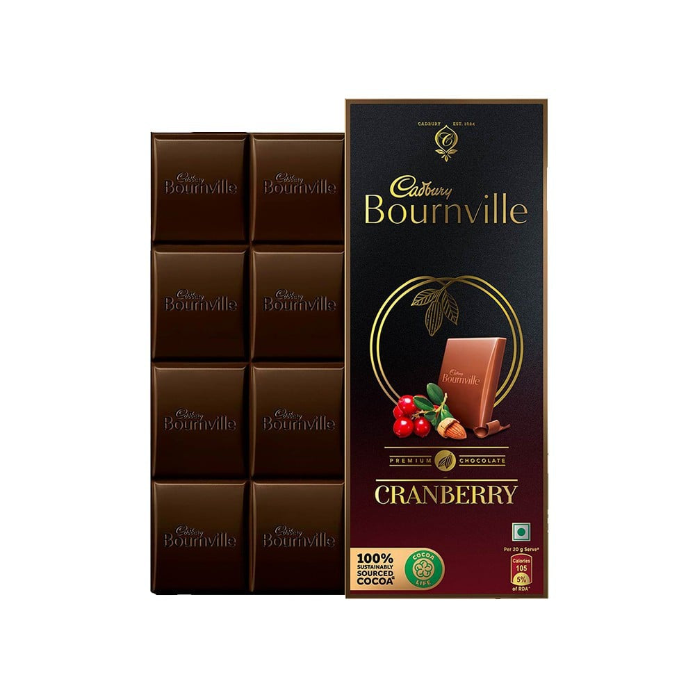 Cadbury Bournville Cranberry Flavoured Chocolate Bar - Pack of 2 : 2 x 80 g