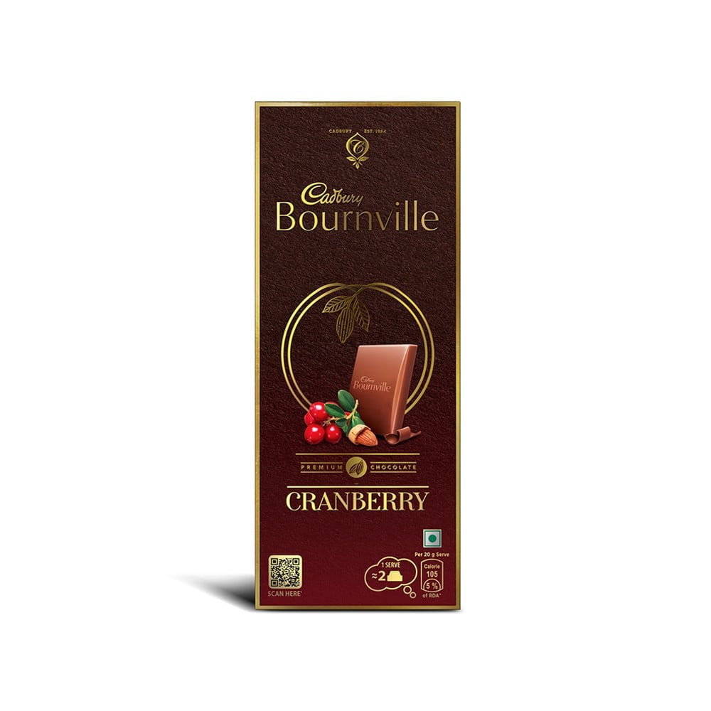 Cadbury Bournville Cranberry Flavoured Chocolate Bar - Pack of 2 : 2 x 80 g