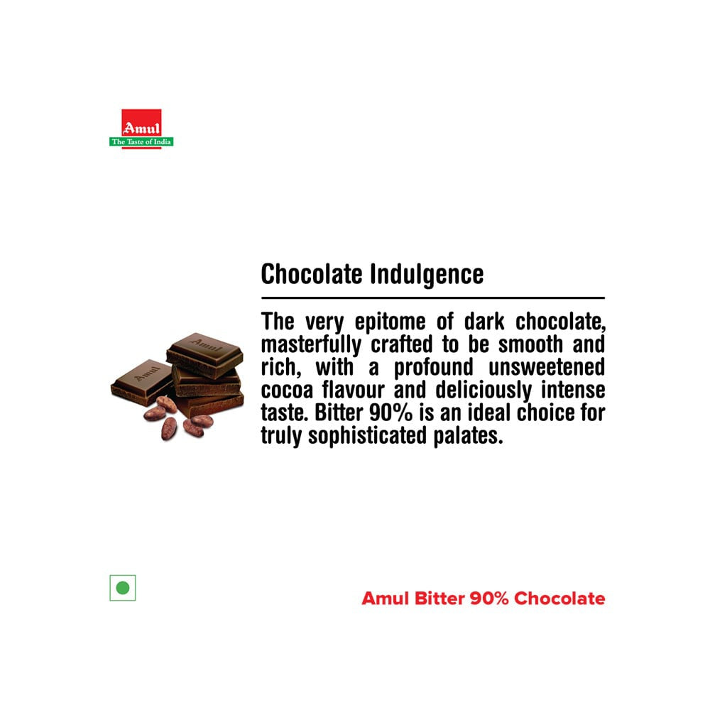 Amul 90% Bitter Dark Chocolate Bar : 150 g