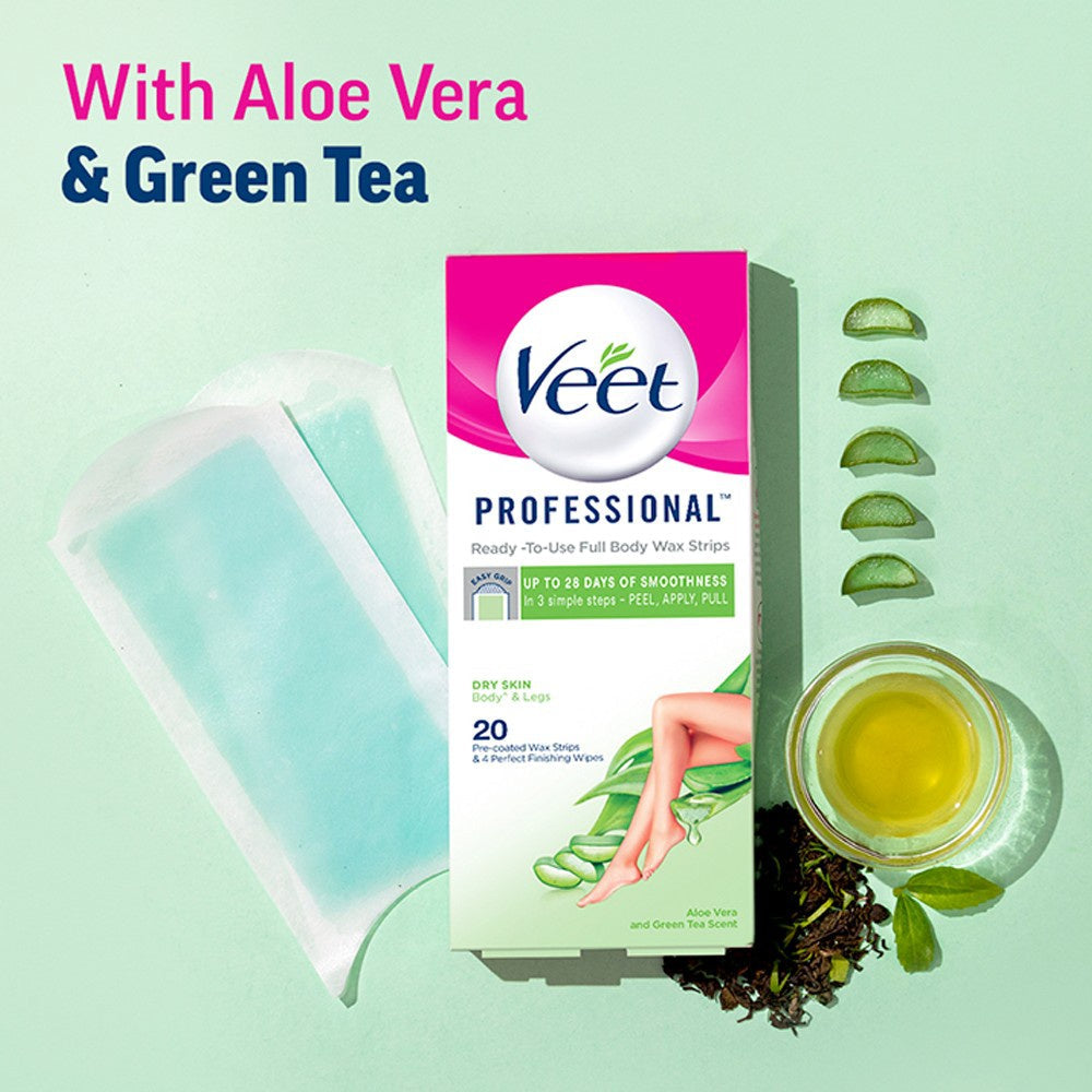 Veet Hair Removal Wax Strips (Dry Skin) - Pack of 2 : 2 x 1 pack (20 strips)