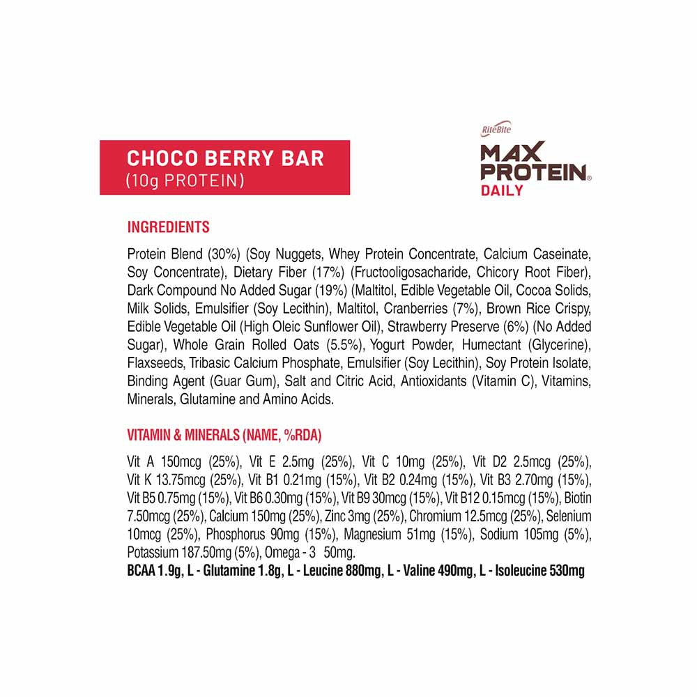RiteBite Max Protein Daily Choco Berry Protein Bar : 50 g
